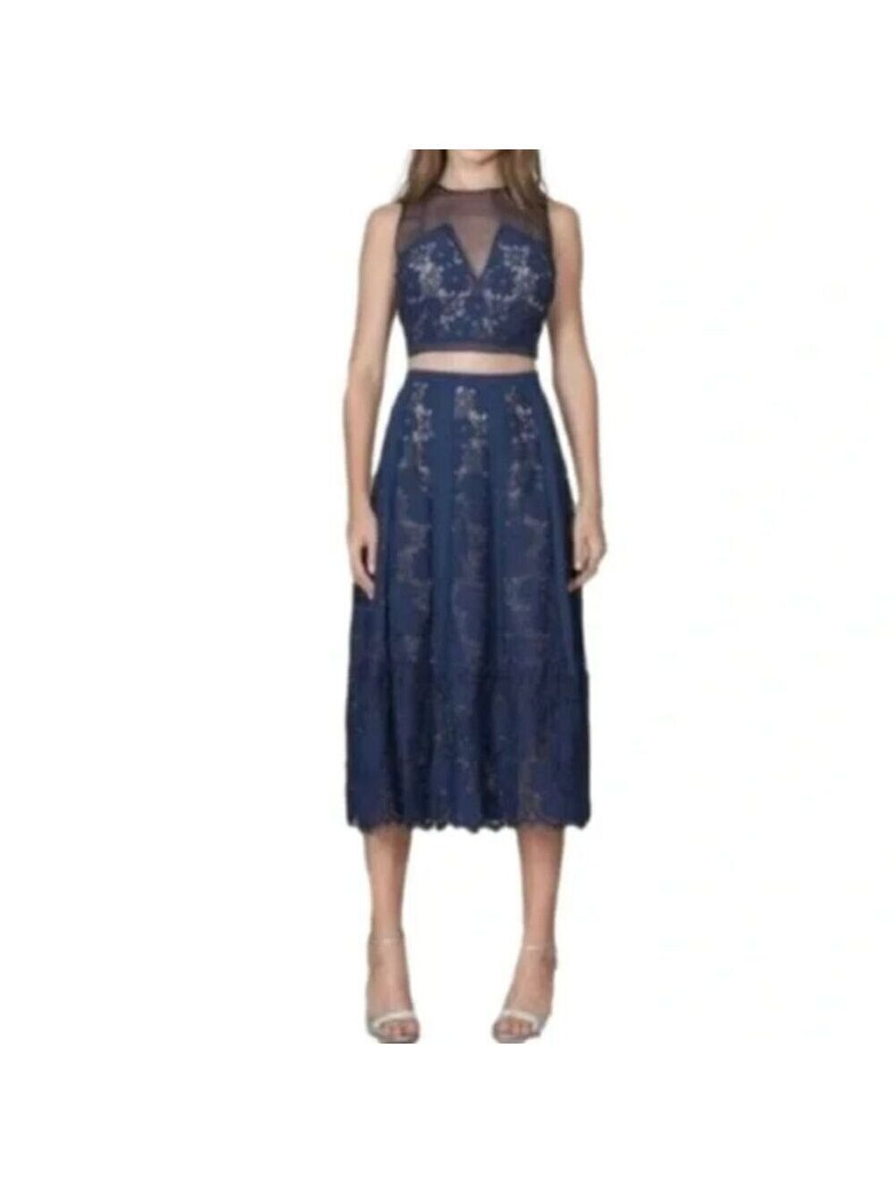 Anthropologie Foxiedox Med Atiqah Sleeveless Chiffon Lace Crop Top Skirt Set NWT